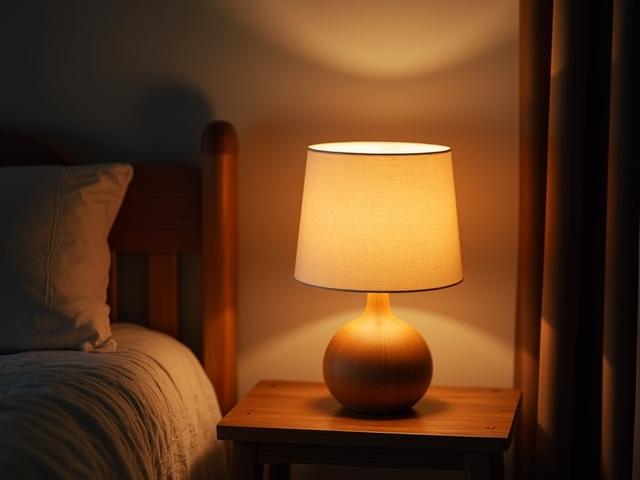 Dimmable wood and felt nursery lamp