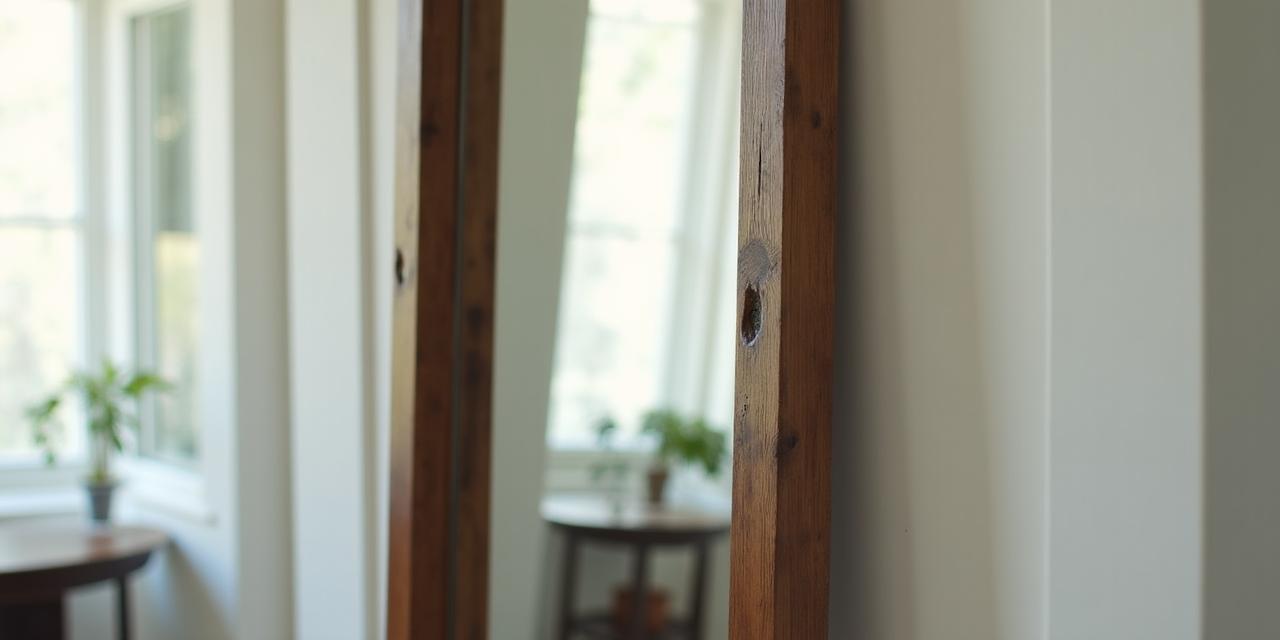 A large reclaimed wood mirror in an entryway